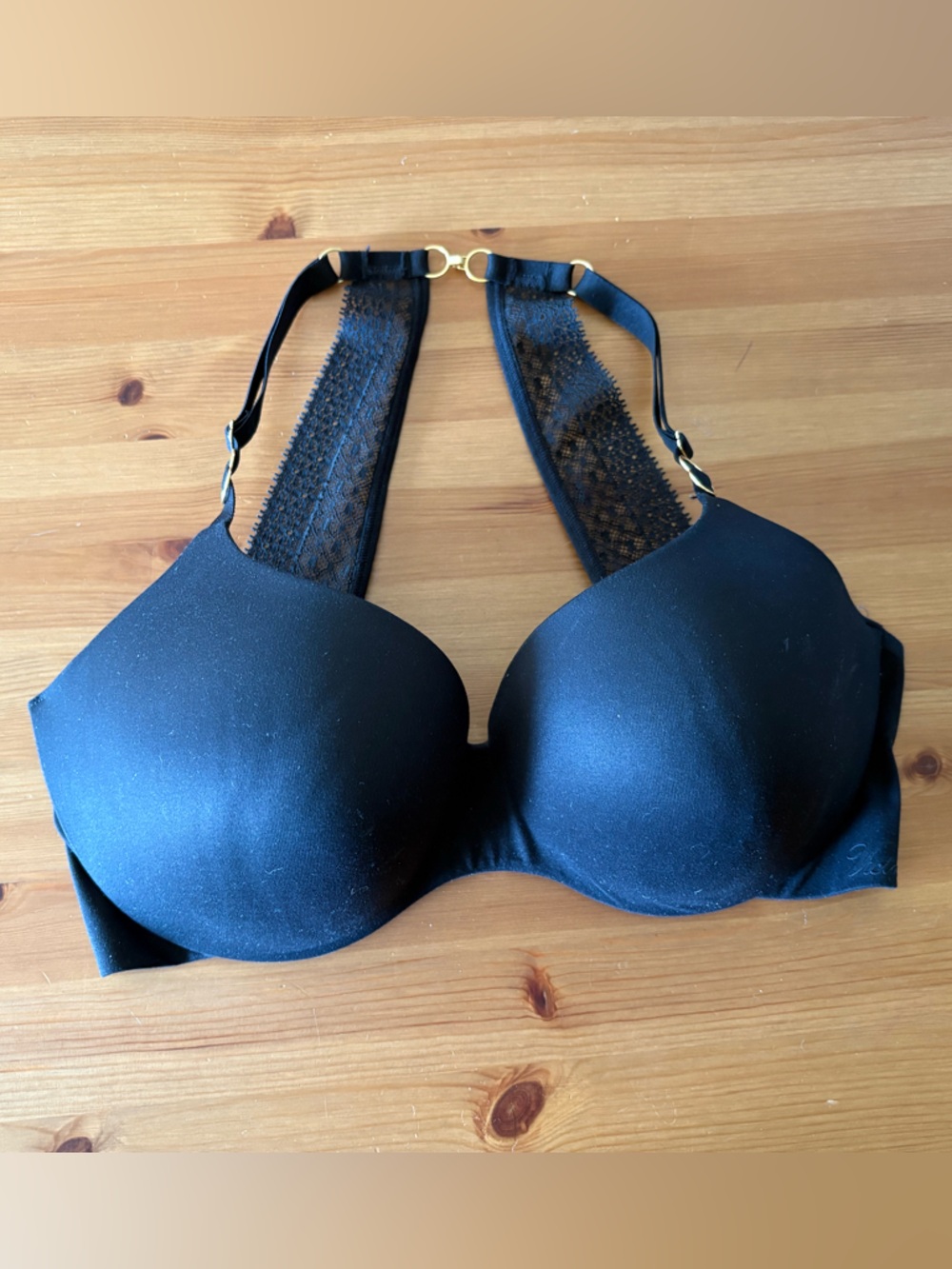 Victoria's Secret Incredible Lightly Lined Demi Bra Size 34DD Racerback Black